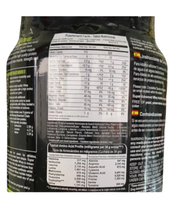 SUPER ADVANCED WHEY PROTEIN ISOLATE 5LBS - Image 2